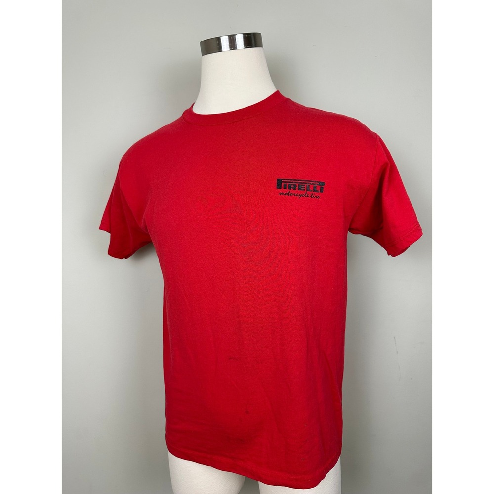 Vintage‎ Pirelli Shirt Mens L Red Tire Auto Promo Tee USA 80s Racing Tee